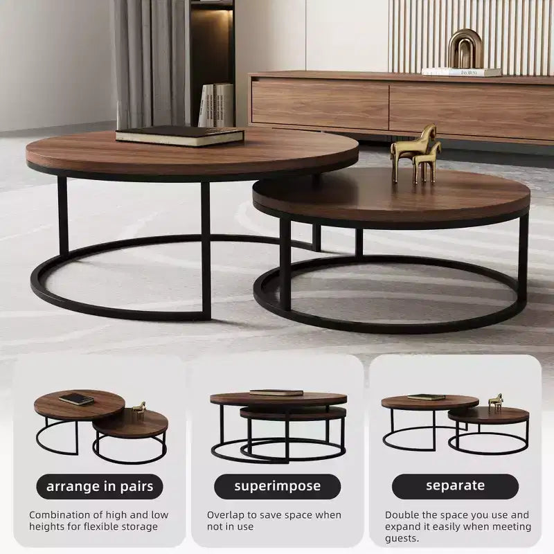 Tables gigognes (ensemble de 2) – Noyer