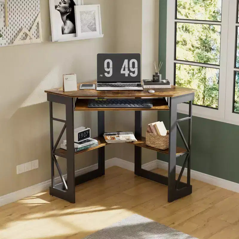Bureau d'angle pour ordinateur avec station de recharge – Plusieurs coloris, 1 personne