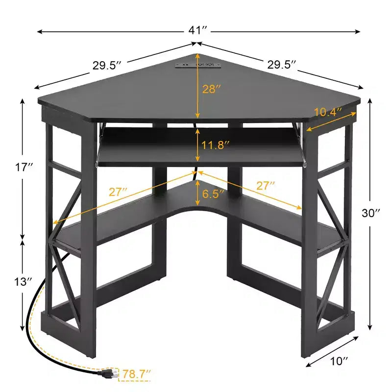 Bureau d'angle pour ordinateur avec station de recharge – Plusieurs coloris, 1 personne