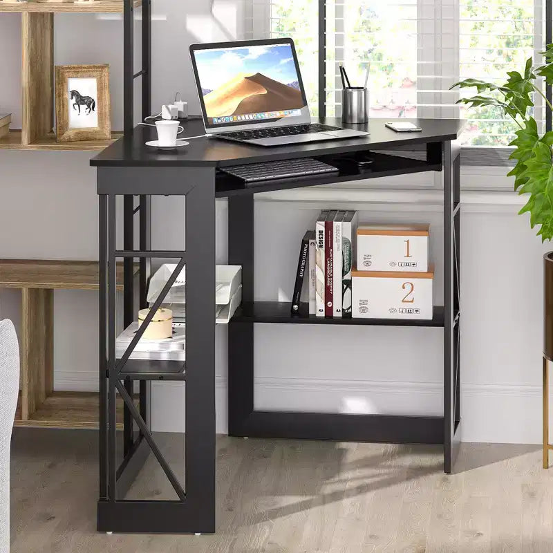 Bureau d'angle pour ordinateur avec station de recharge – Plusieurs coloris, 1 personne