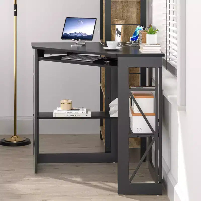 Bureau d'angle pour ordinateur avec station de recharge – Plusieurs coloris, 1 personne