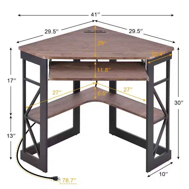 Bureau d'angle pour ordinateur avec station de recharge – Plusieurs coloris, 1 personne