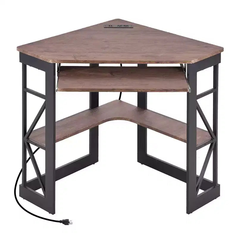 Bureau d'angle pour ordinateur avec station de recharge – Plusieurs coloris, 1 personne