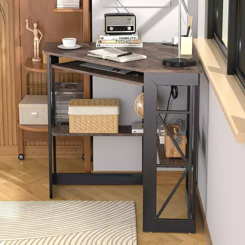 Bureau d'angle pour ordinateur avec station de recharge – Plusieurs coloris, 1 personne