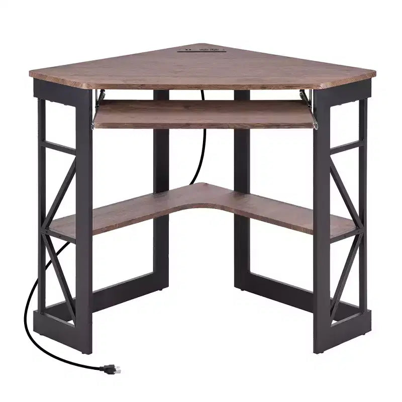 Bureau d'angle pour ordinateur avec station de recharge – Plusieurs coloris, 1 personne