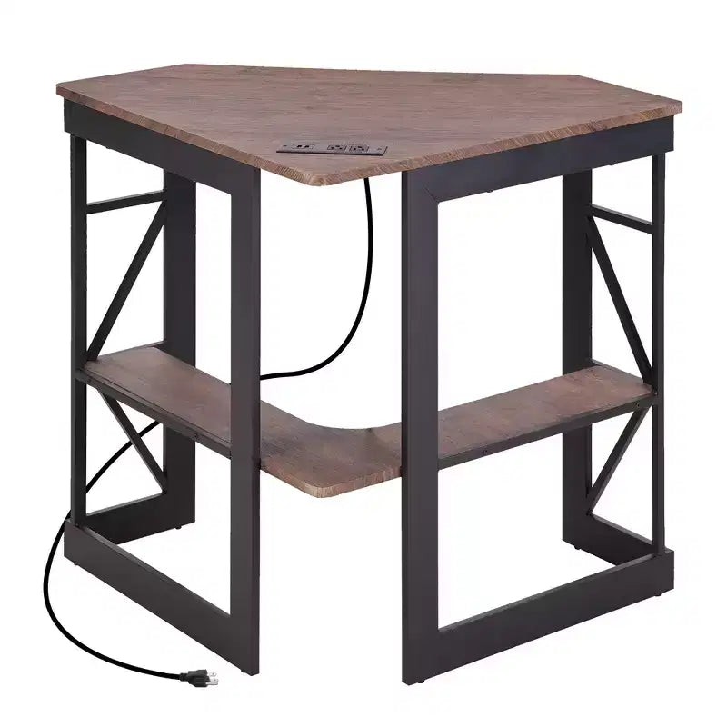 Bureau d'angle pour ordinateur avec station de recharge – Plusieurs coloris, 1 personne