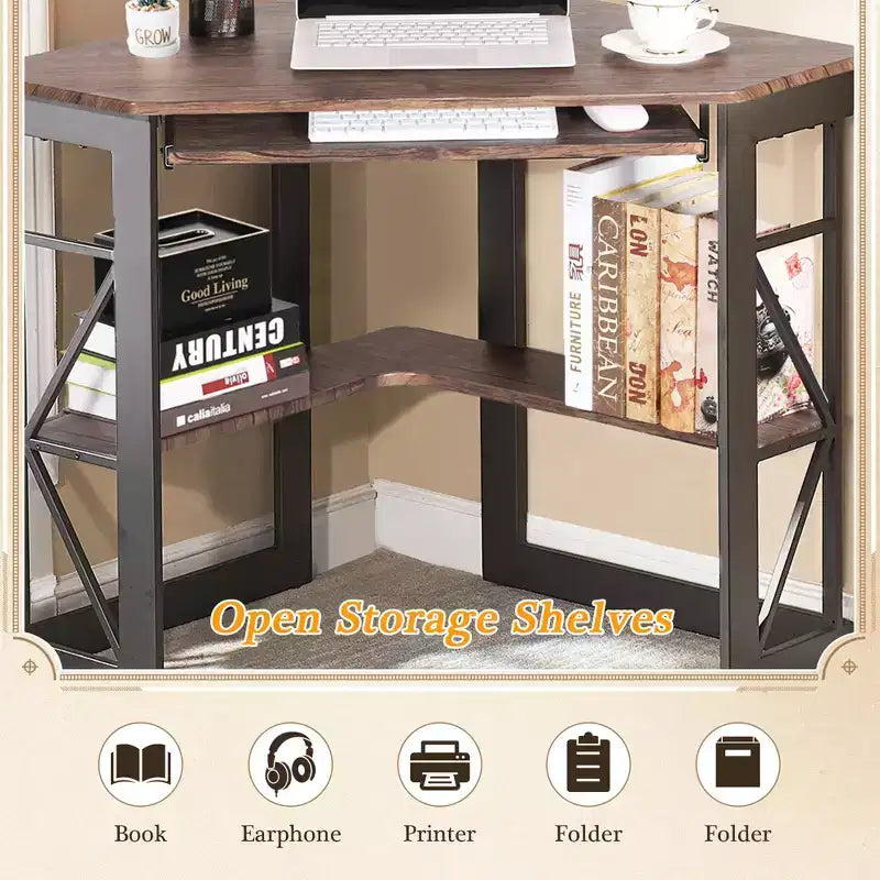Bureau d'angle pour ordinateur avec station de recharge – Plusieurs coloris, 1 personne