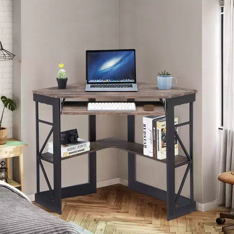 Bureau d'angle pour ordinateur avec station de recharge – Plusieurs coloris, 1 personne