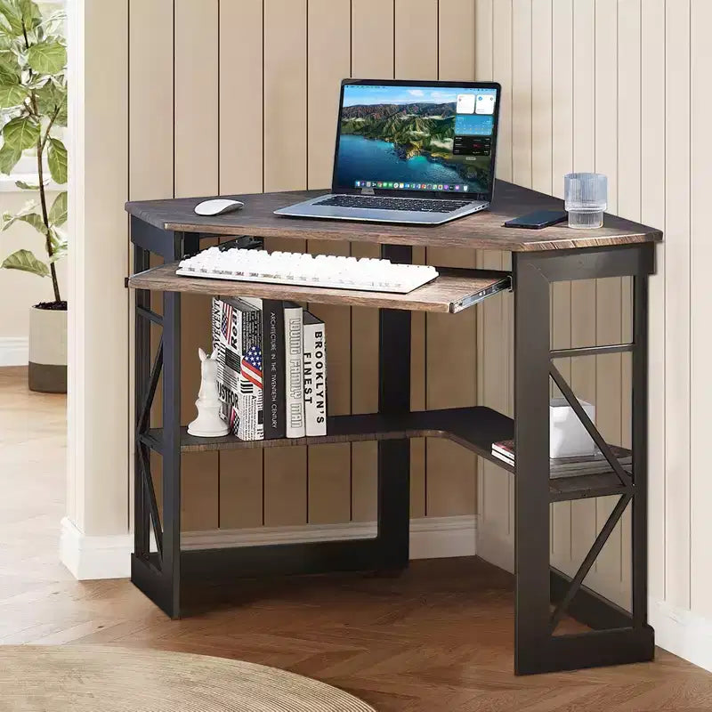 Bureau d'angle pour ordinateur avec station de recharge – Plusieurs coloris, 1 personne