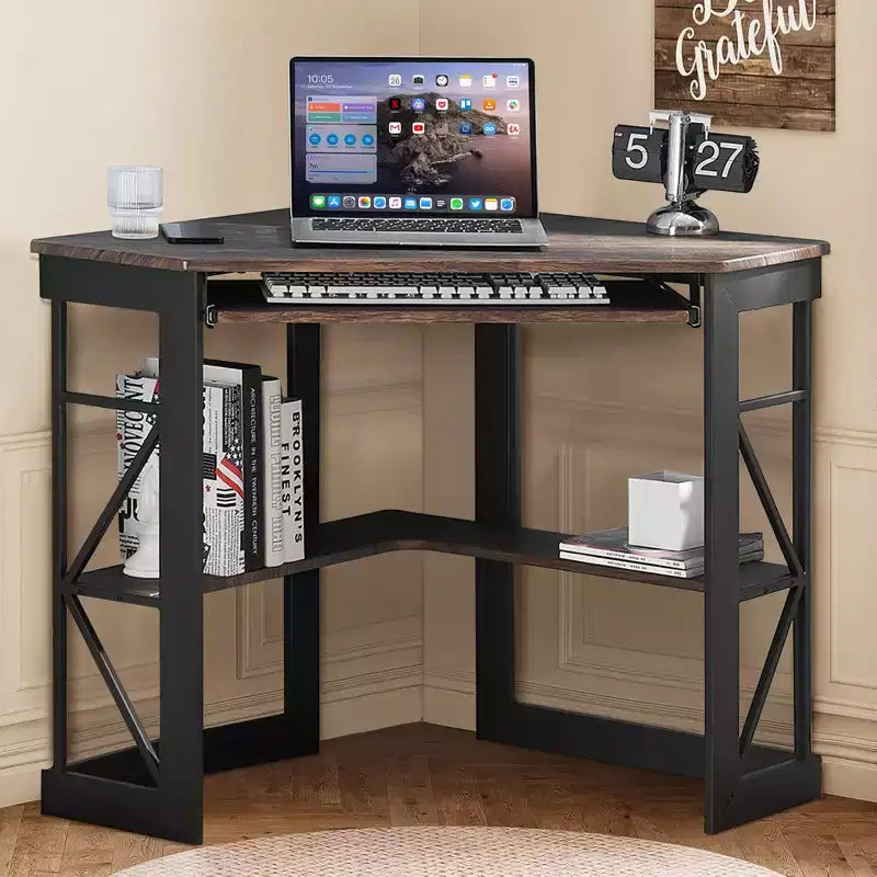 Bureau d'angle pour ordinateur avec station de recharge – Plusieurs coloris, 1 personne