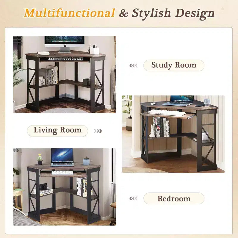 Bureau d'angle pour ordinateur avec station de recharge – Plusieurs coloris, 1 personne