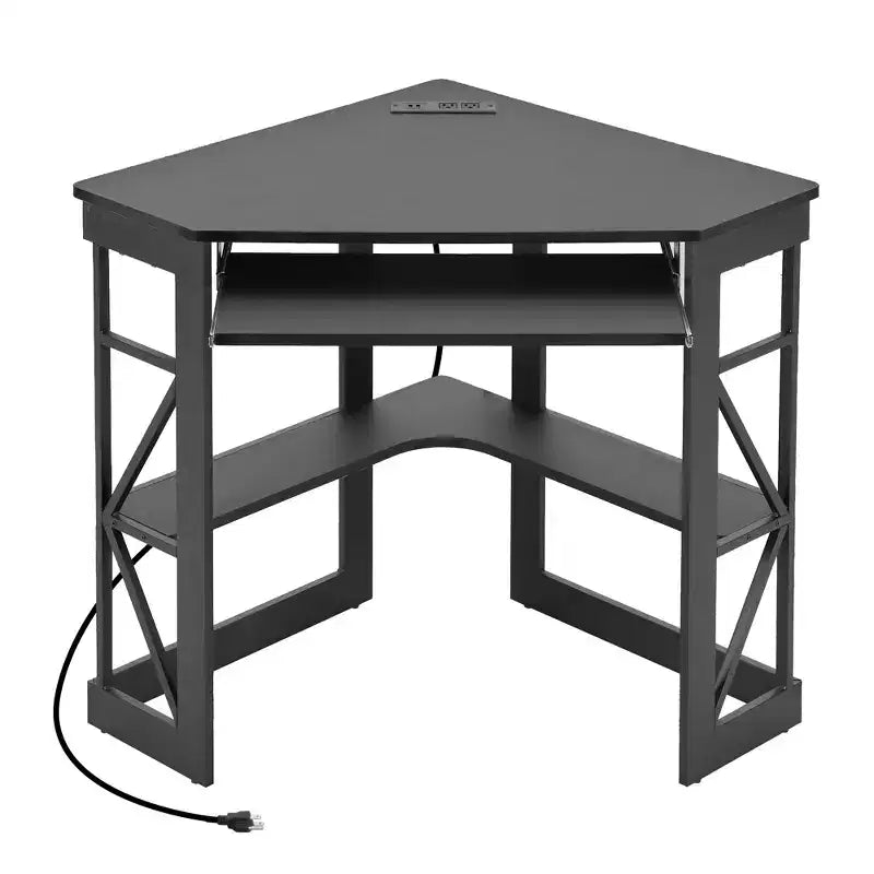 Bureau d'angle pour ordinateur avec station de recharge – Plusieurs coloris, 1 personne