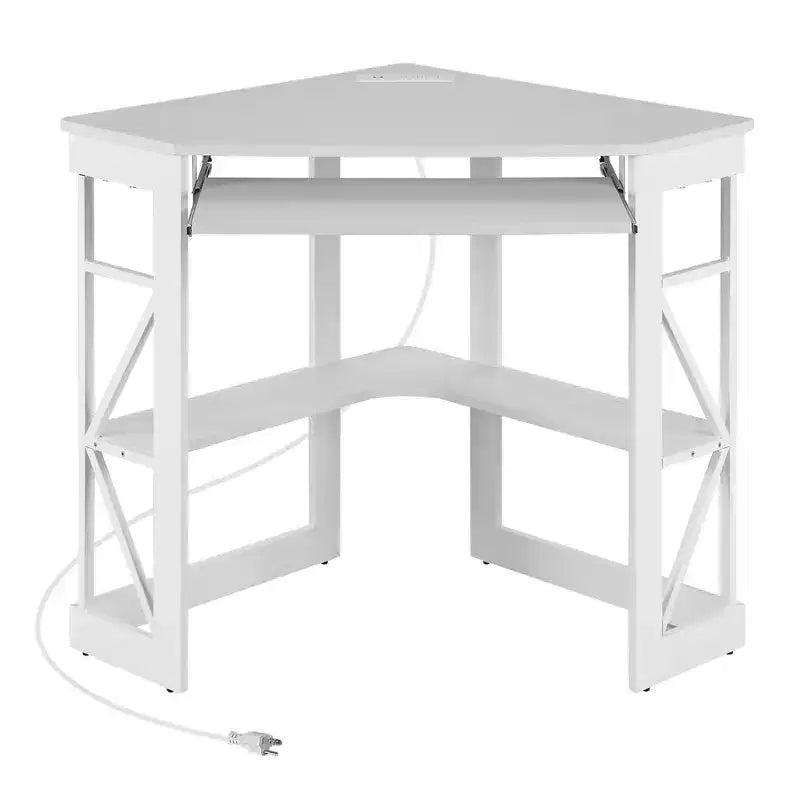 Bureau d'angle pour ordinateur avec station de recharge – Plusieurs coloris, 1 personne