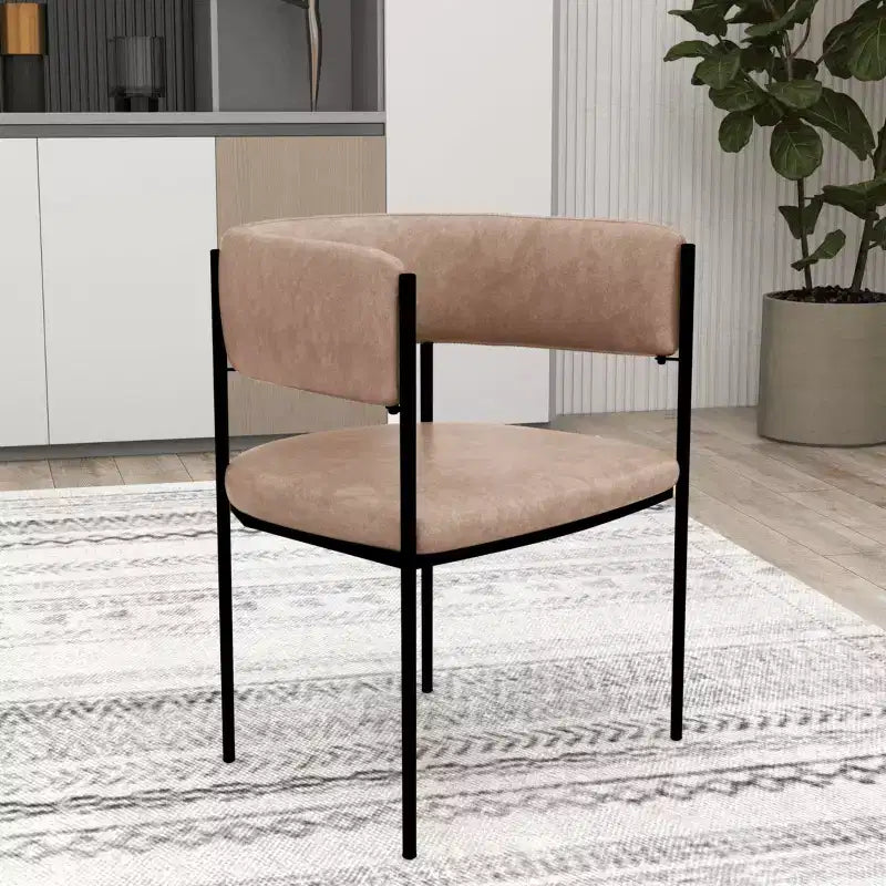 Chaises de salle à manger rembourrées (lot de 2) – Marron clair / Taupe / Blanc, 2 places