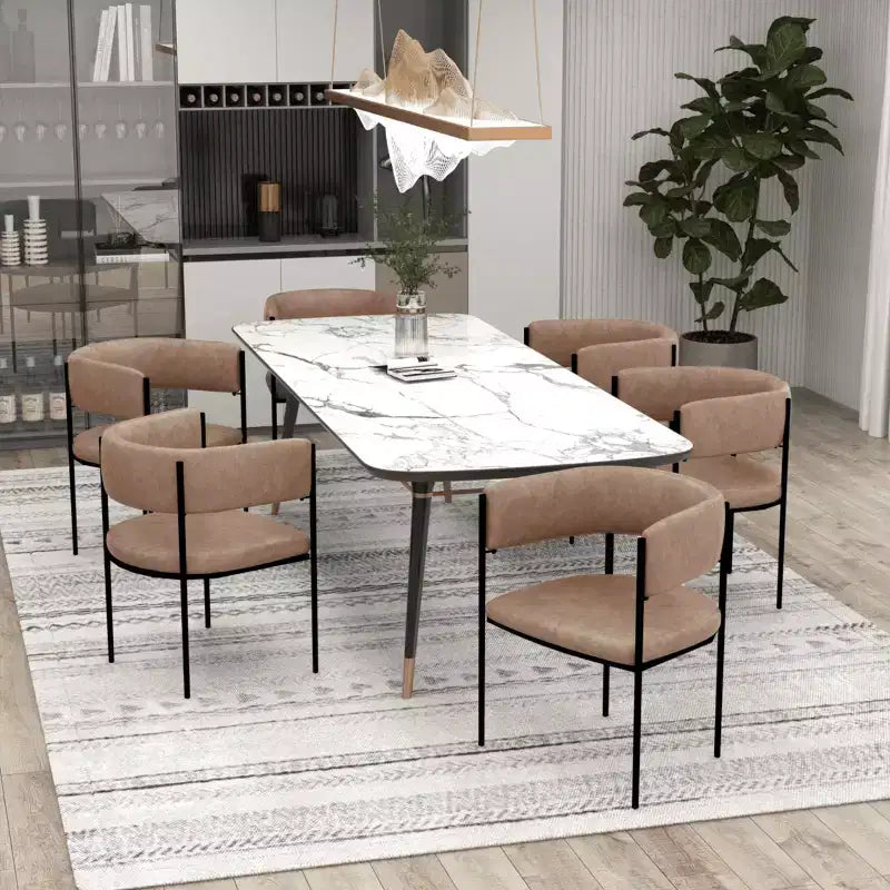 Chaises de salle à manger rembourrées (lot de 2) – Marron clair / Taupe / Blanc, 2 places