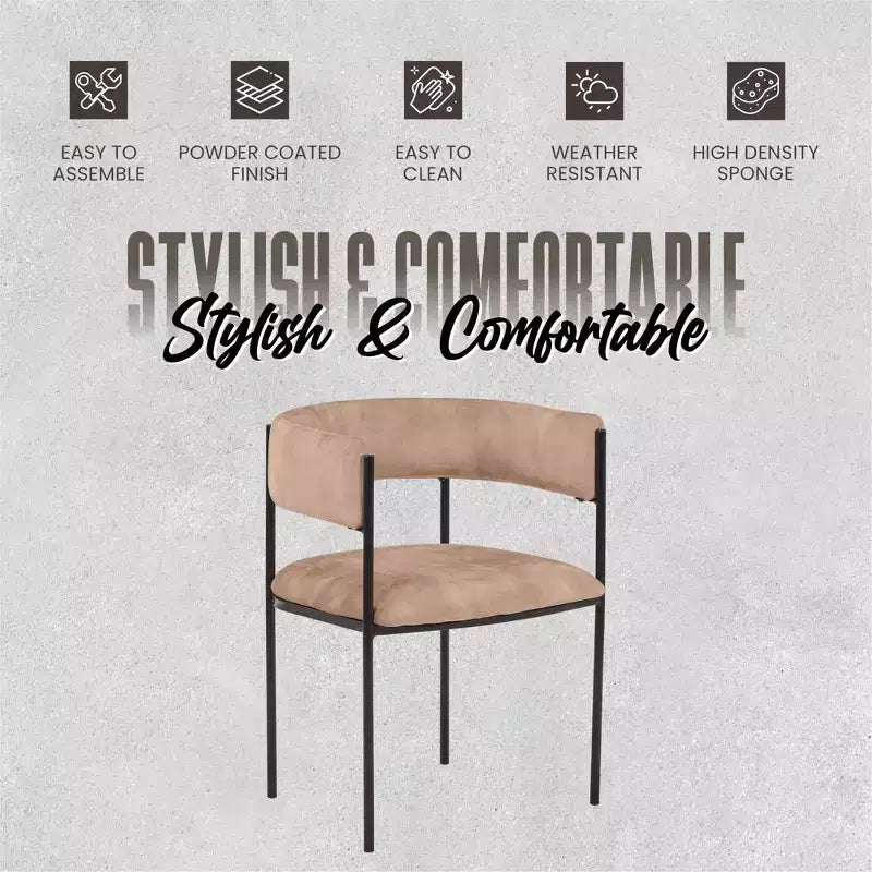 Chaises de salle à manger rembourrées (lot de 2) – Marron clair / Taupe / Blanc, 2 places