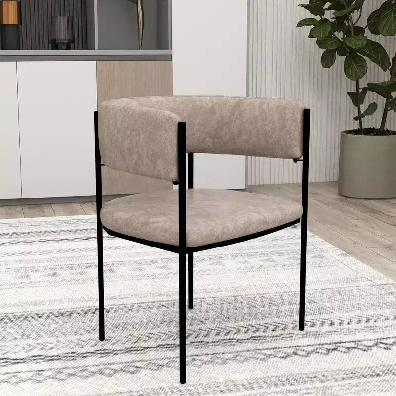 Chaises de salle à manger rembourrées (lot de 2) – Marron clair / Taupe / Blanc, 2 places