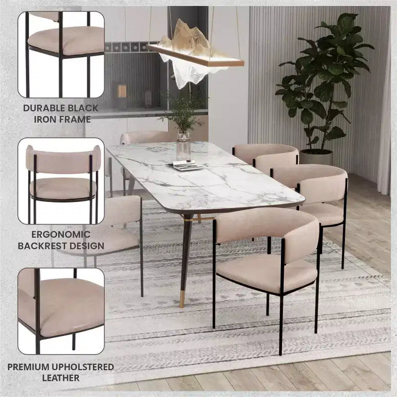 Chaises de salle à manger rembourrées (lot de 2) – Marron clair / Taupe / Blanc, 2 places