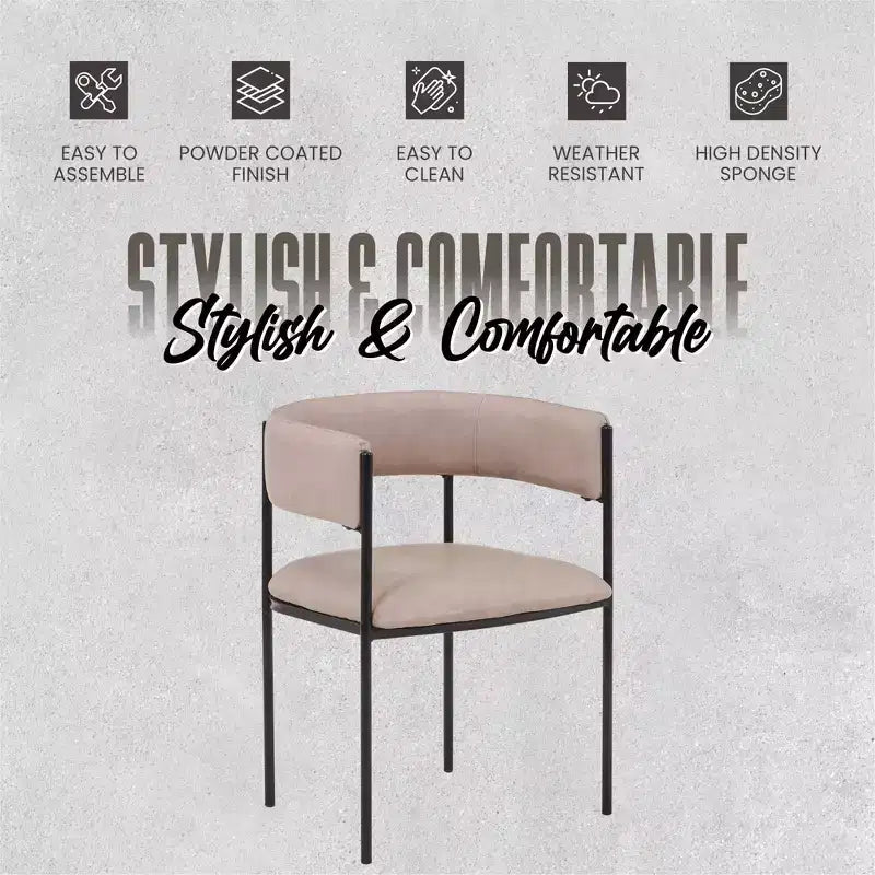 Chaises de salle à manger rembourrées (lot de 2) – Marron clair / Taupe / Blanc, 2 places