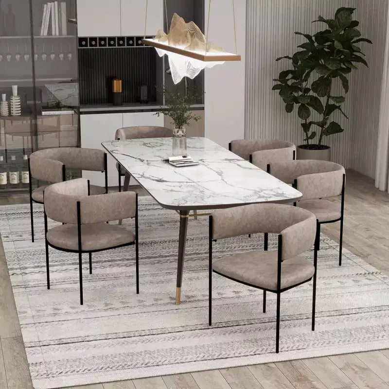 Chaises de salle à manger rembourrées (lot de 2) – Marron clair / Taupe / Blanc, 2 places