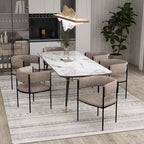 Chaises de salle à manger rembourrées (lot de 2) – Marron clair / Taupe / Blanc, 2 places
