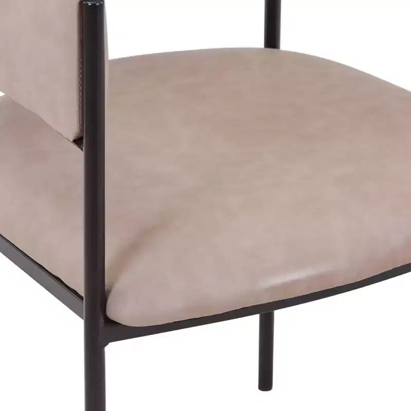 Chaises de salle à manger rembourrées (lot de 2) – Marron clair / Taupe / Blanc, 2 places