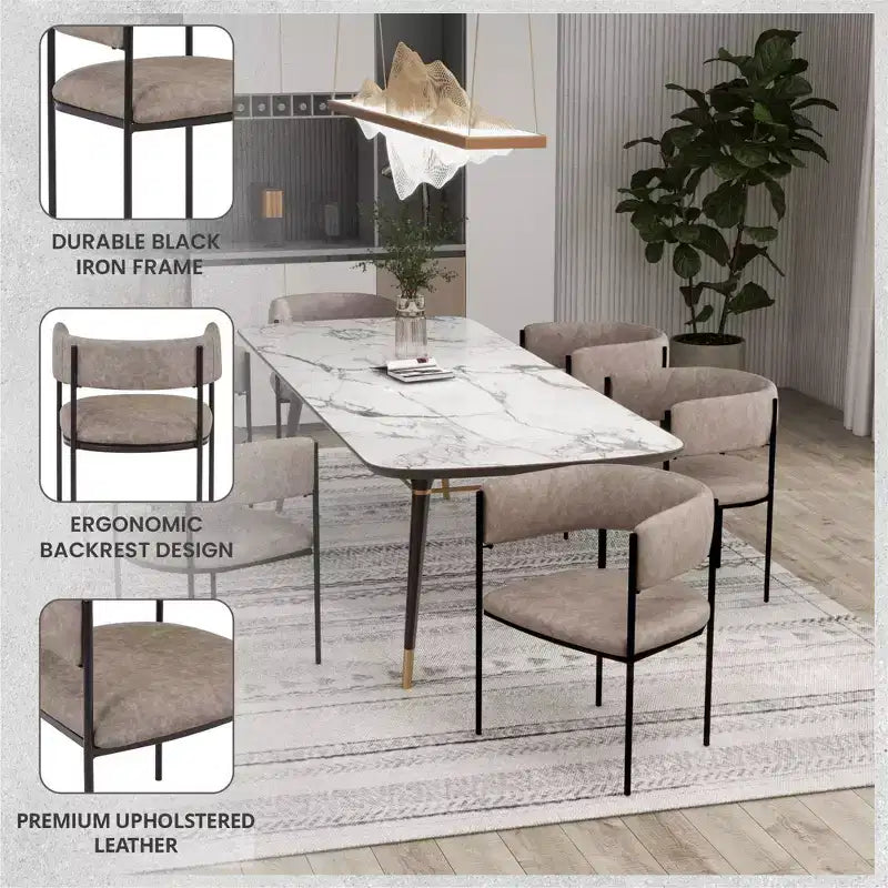 Chaises de salle à manger rembourrées (lot de 2) – Marron clair / Taupe / Blanc, 2 places