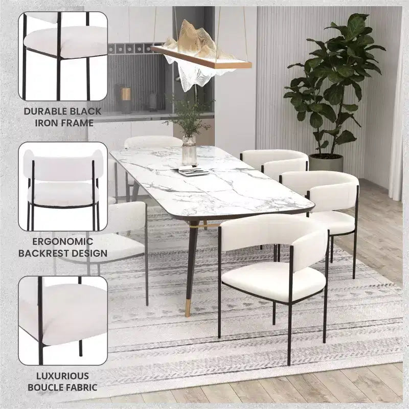 Chaises de salle à manger rembourrées (lot de 2) – Marron clair / Taupe / Blanc, 2 places