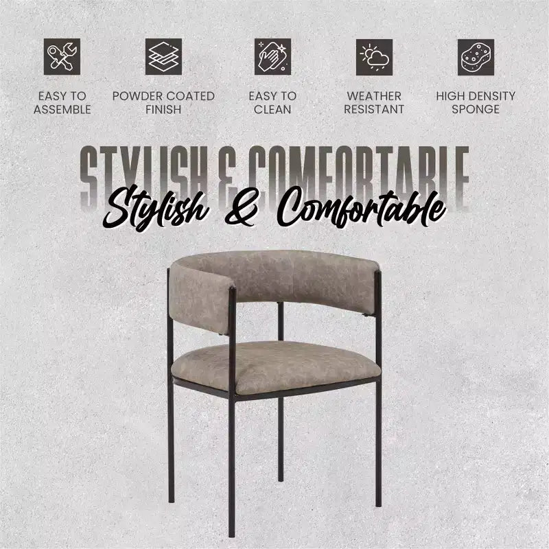 Chaises de salle à manger rembourrées (lot de 2) – Marron clair / Taupe / Blanc, 2 places