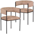 Chaises de salle à manger rembourrées (lot de 2) – Marron clair / Taupe / Blanc, 2 places