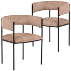 Chaises de salle à manger rembourrées (lot de 2) – Marron clair / Taupe / Blanc, 2 places