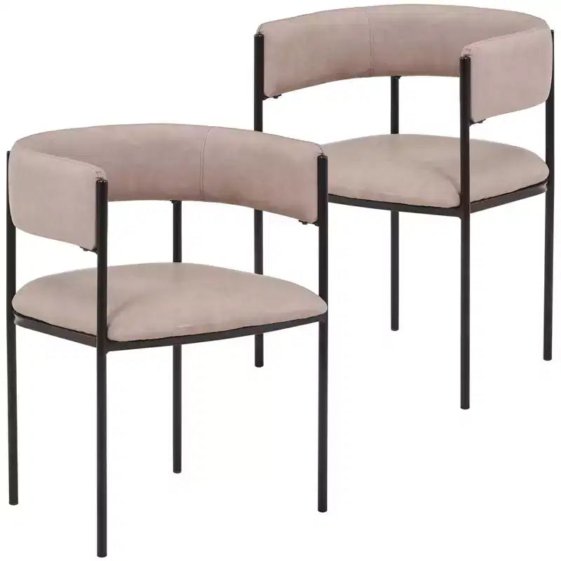 Chaises de salle à manger rembourrées (lot de 2) – Marron clair / Taupe / Blanc, 2 places