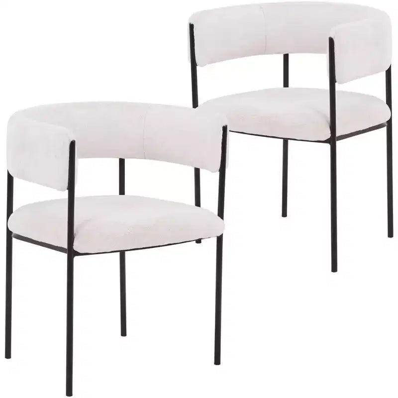 Chaises de salle à manger rembourrées (lot de 2) – Marron clair / Taupe / Blanc, 2 places